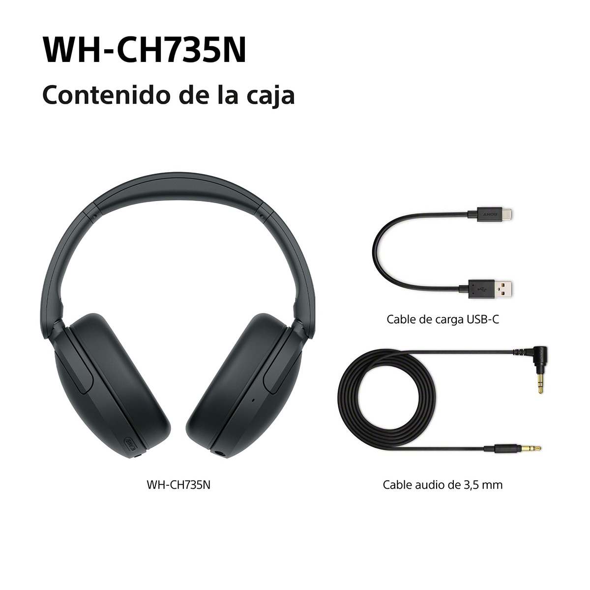 Sony WH-CH735N Auriculares de diadema inalámbricos, Cancelación de ruido, hasta 75h batería - Negro Negro-11
