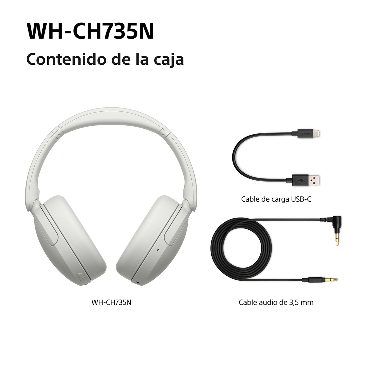 Sony WH-CH735N Auriculares de diadema inalámbricos, Cancelación de ruido, hasta 75h batería - Blanco Blanco-11