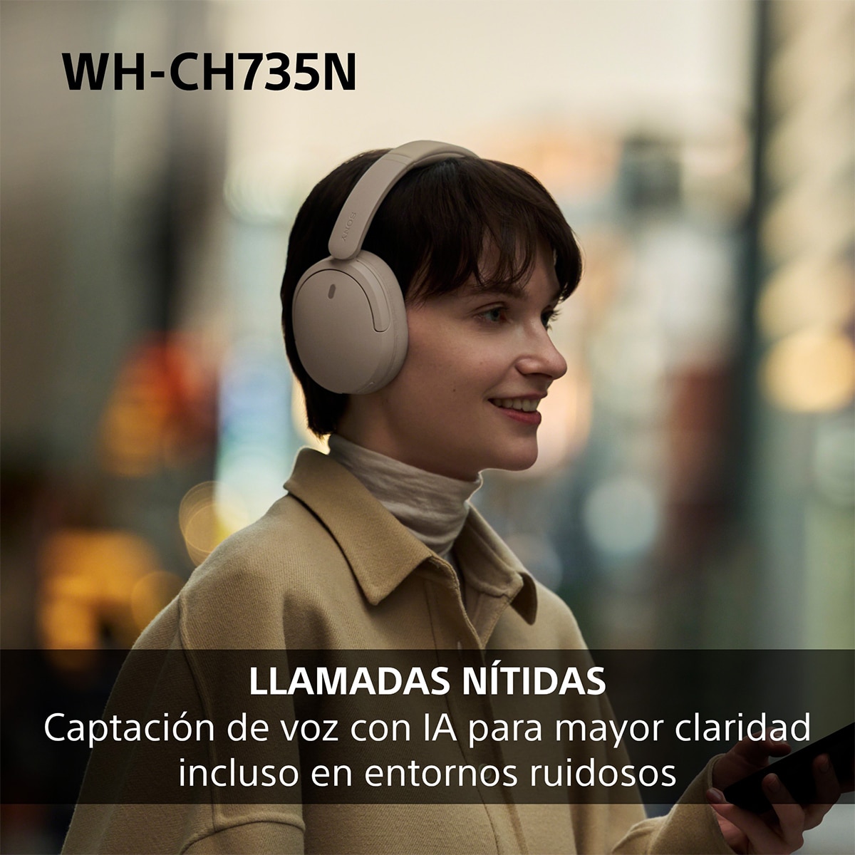 Sony WH-CH735N Auriculares de diadema inalámbricos, Cancelación de ruido, hasta 75h batería - Beige Beige-8