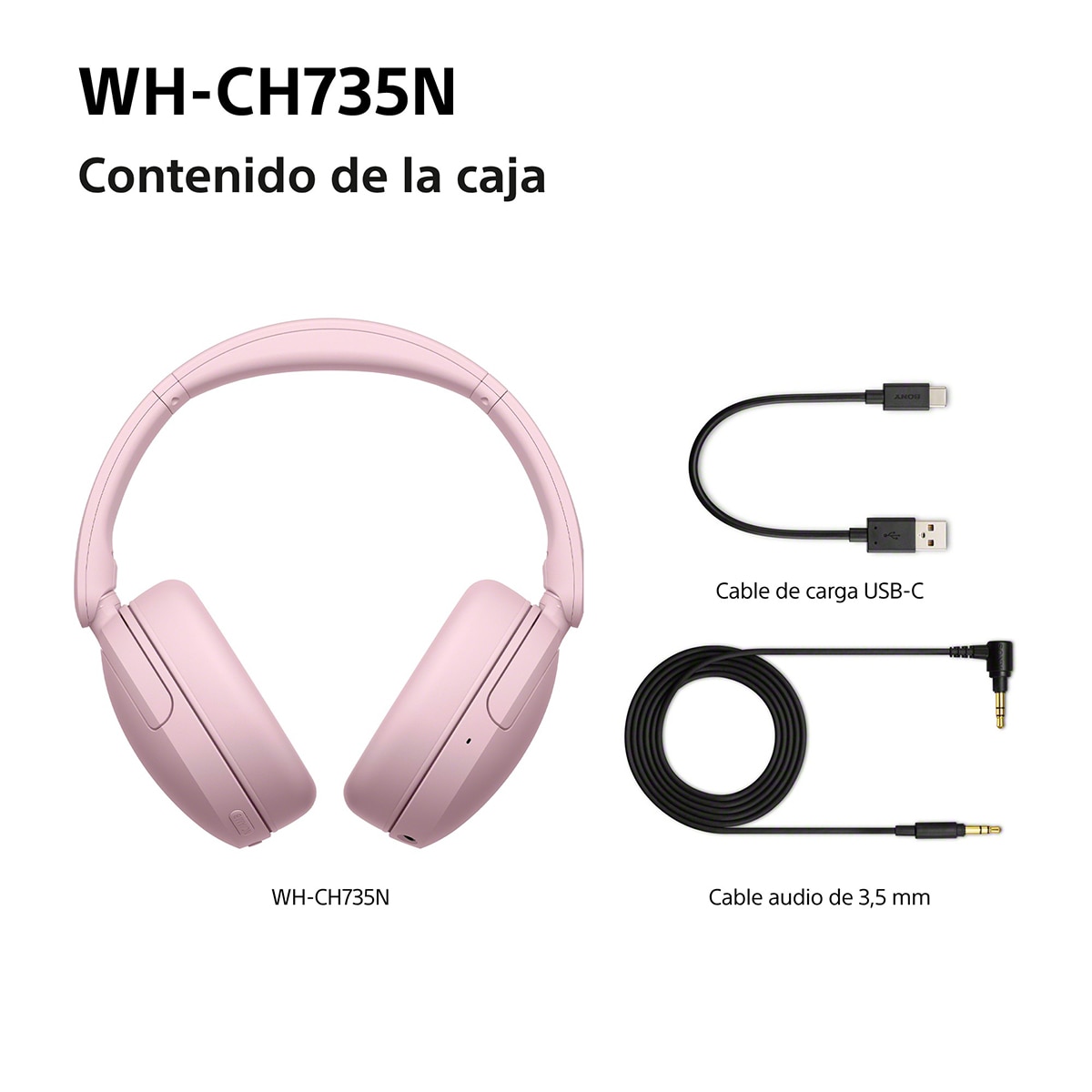 Sony WH-CH735N Auriculares de diadema inalámbricos, Cancelación de ruido, hasta 75h batería - Rosas Rosas-11