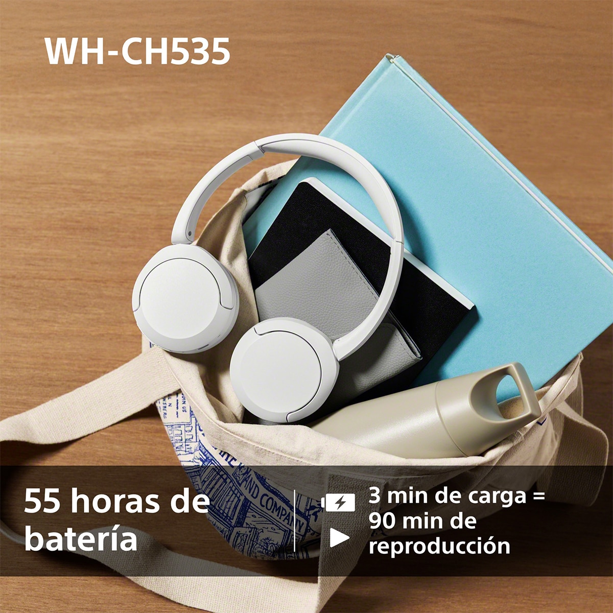 Sony WH-CH535 Auriculares de diadema inalámbricos, hasta 55h batería, Bluetooth - Negro Negro-6