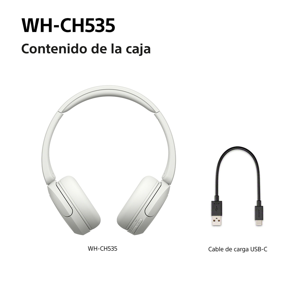 Sony WH-CH535 Auriculares de diadema inalámbricos, hasta 55h batería, Bluetooth - Blanco Blanco-10