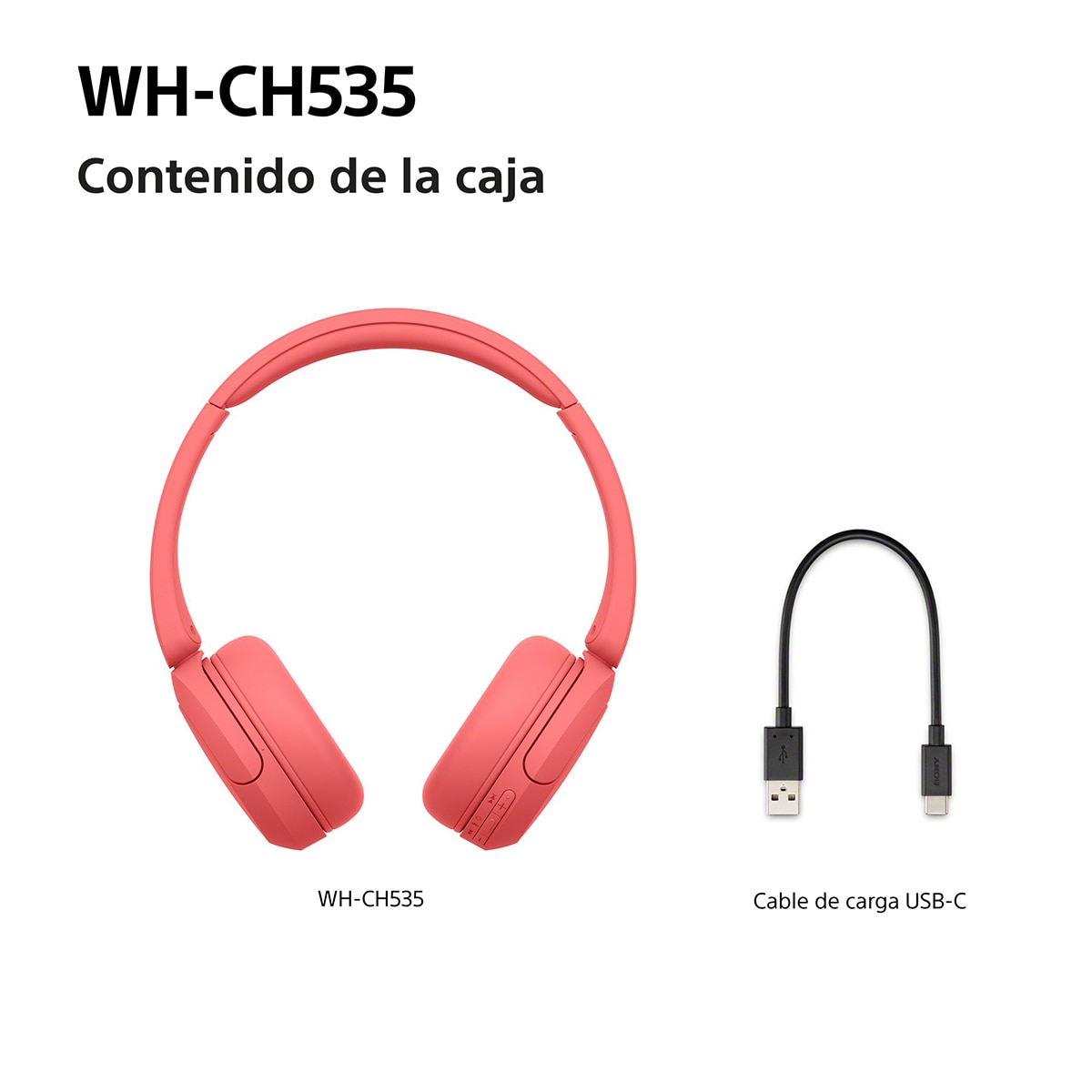 Sony WH-CH535 Auriculares de diadema inalámbricos, hasta 55h batería, Bluetooth - Coral Coral-10