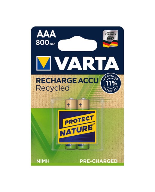 Imagen 0 de Pila Recargable VARTA Recycled 2u. AAA 800mAh