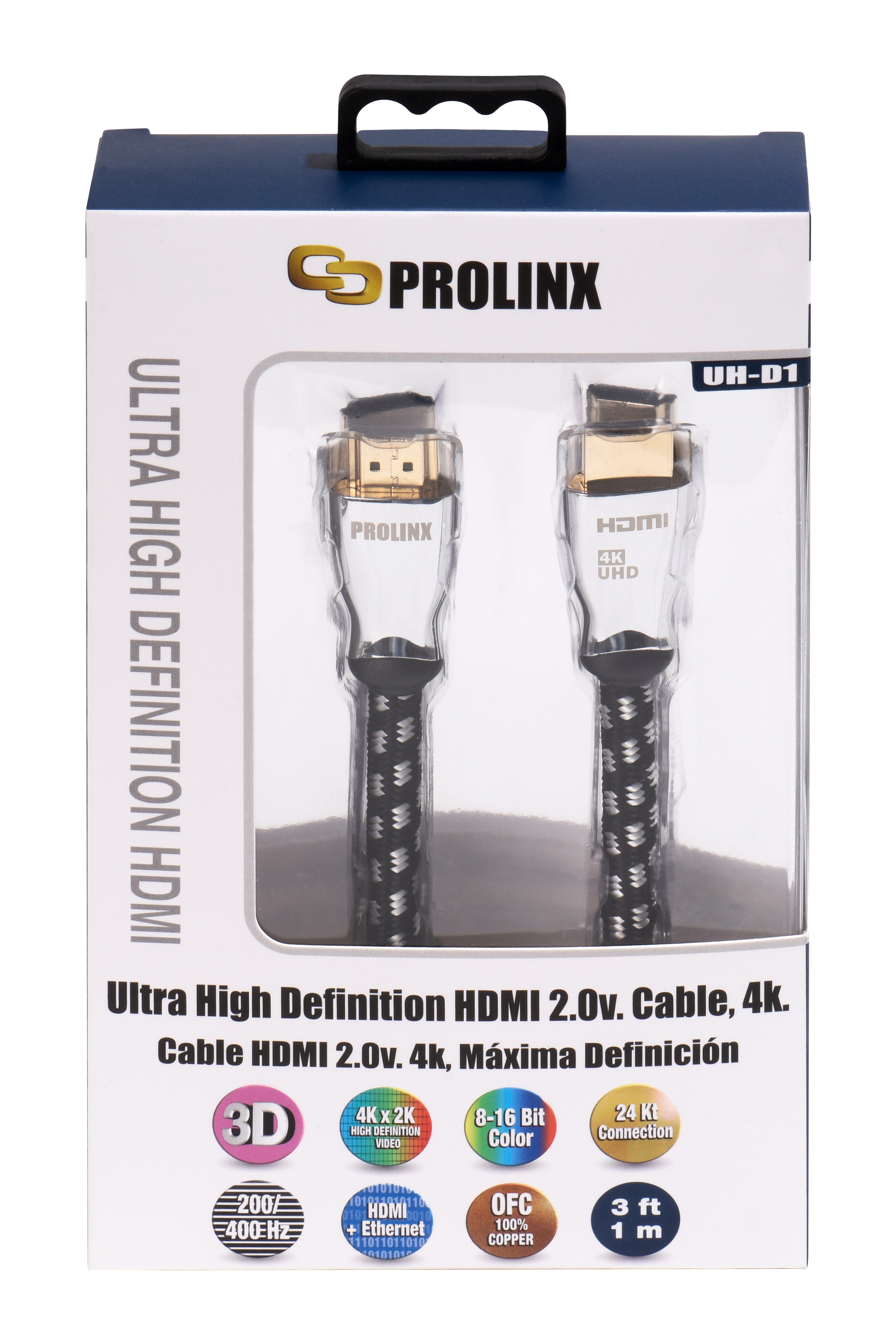 Cable Prolinx UH-D1 HDMI (A) a HDMI (A) 2.0v 4K de 1 metro Negro-4