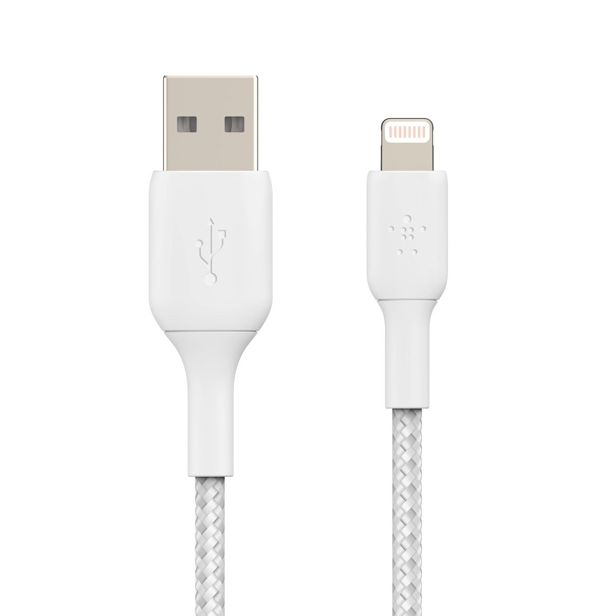Cable trenzado Belkin BOOST CHARGE Lightning a USB-A blanco de 1 metro Blanco-1