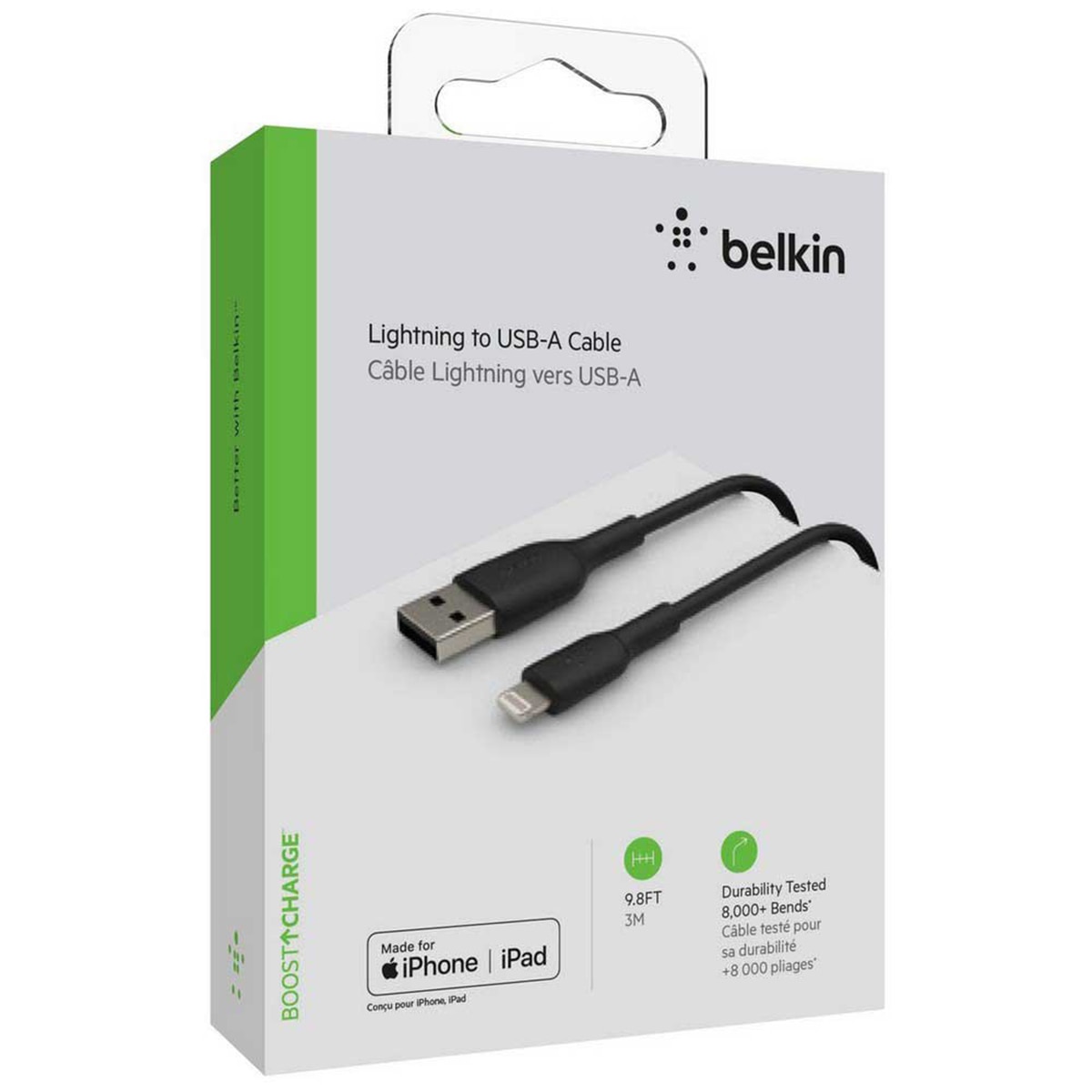 Cable Belkin BOOST CHARGE Lightning a USB-A negro de 3 metros Negro-5