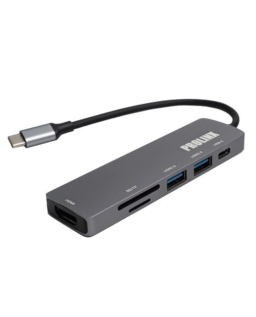 Hub Adaptador Prolinx Central Station USB-C 6 en 1 Gris metálico-2