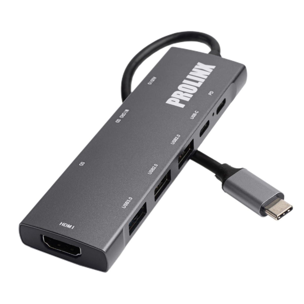 Imagen 0 de Hub Adaptador Prolinx Tipo C multipuerto 9 en 1 gris metálico