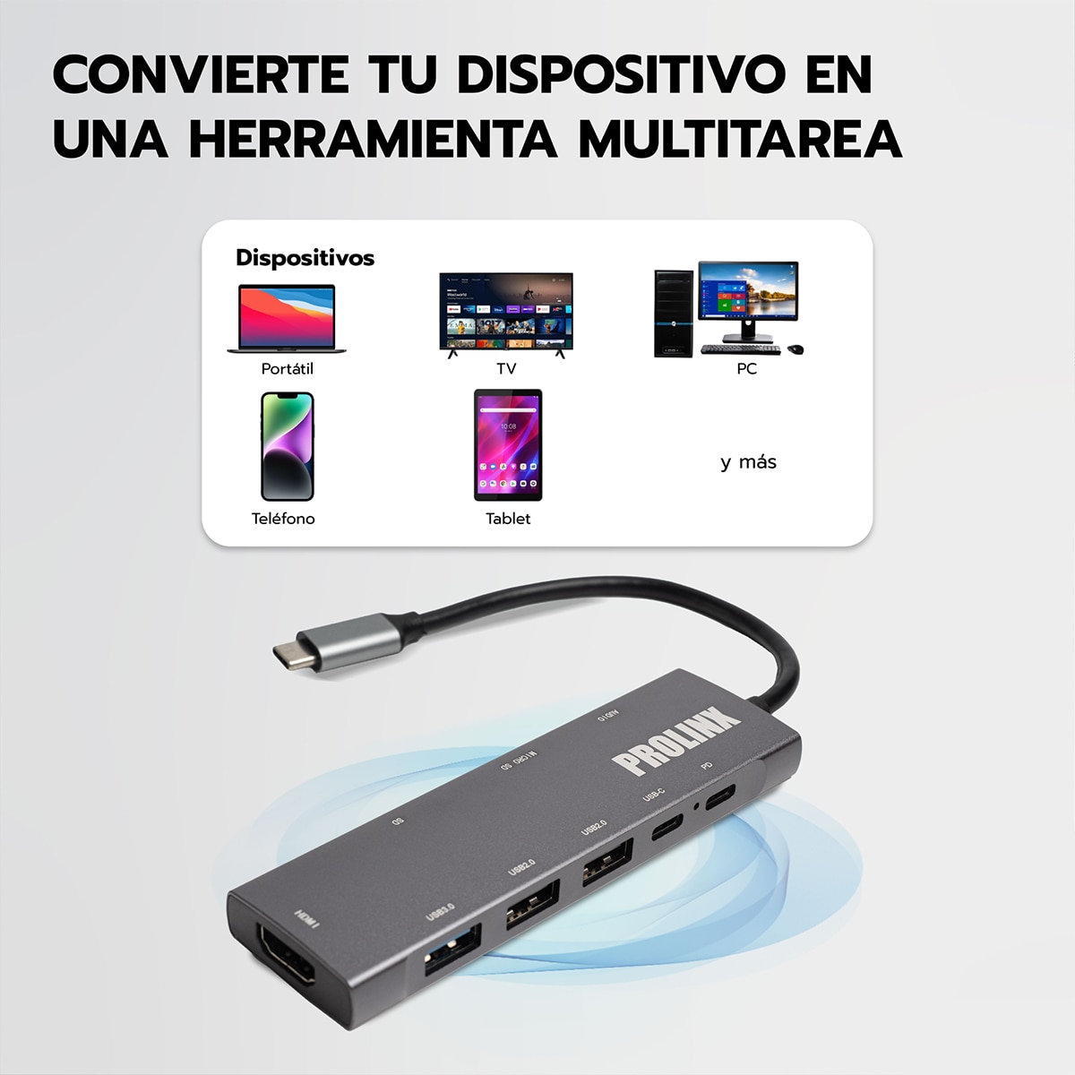 Hub Adaptador Prolinx Tipo C multipuerto 9 en 1 gris metálico Gris metálico-4