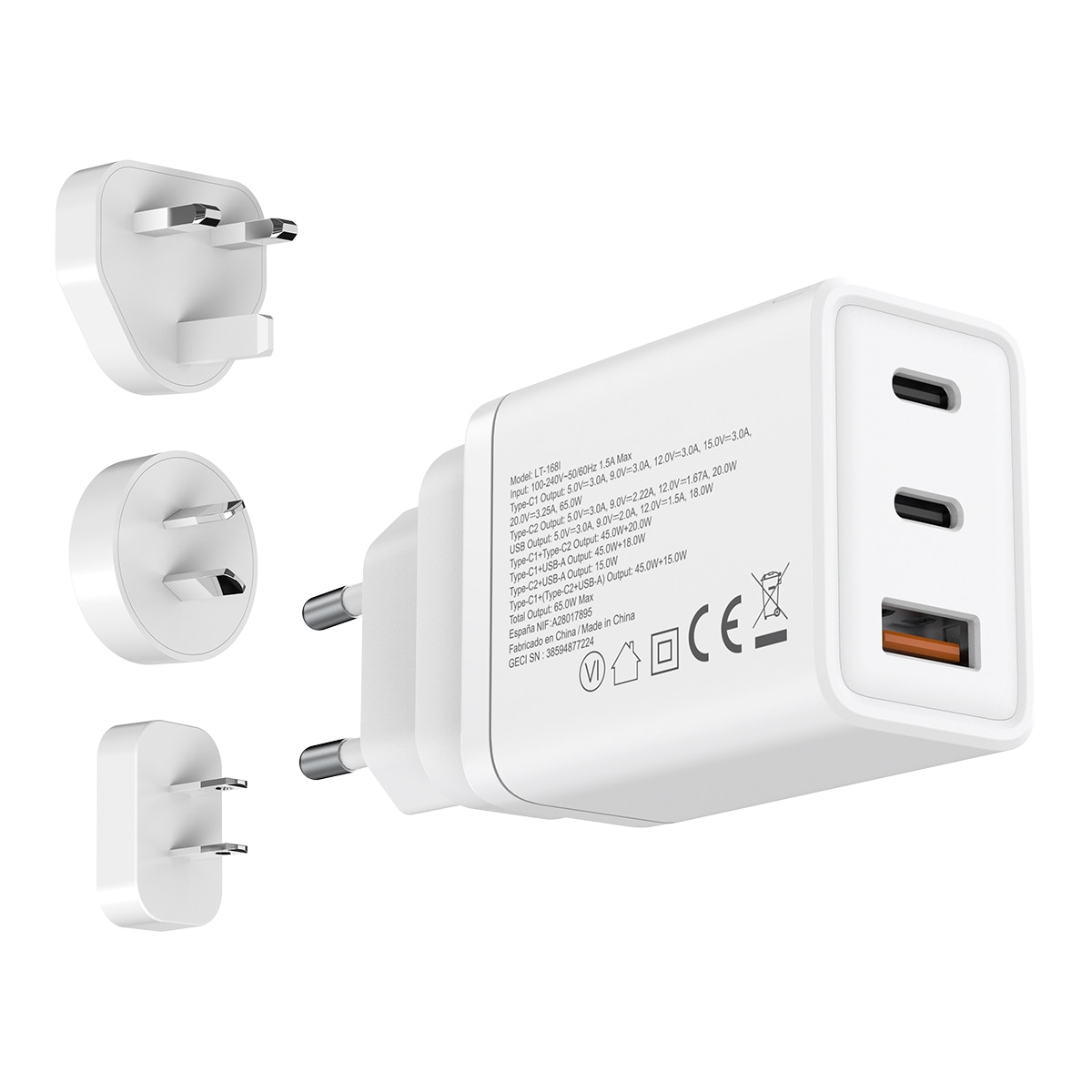 Adaptador de viaje Inves LT-168I 65W 4