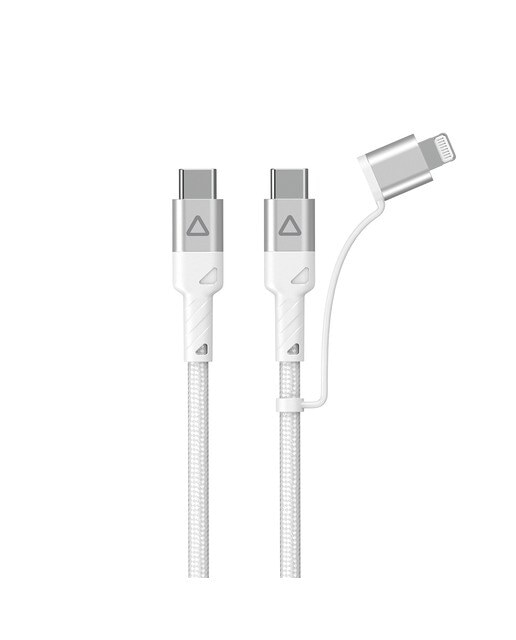 Cable Inves LT-CL10 2en1 USB-C a USB-C con adapatador a conector Lightning, 1,5 metros Blanco-6