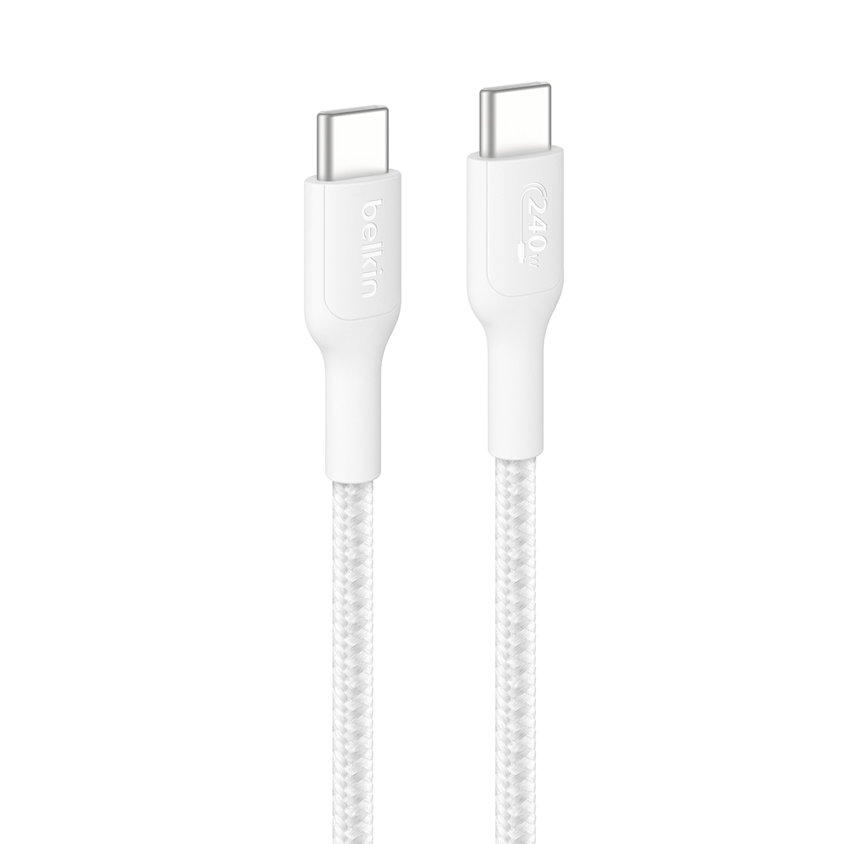 Imagen 0 de Cable Belkin USB-C a USB-C, 240W 2.0, 2 metros, doble trenzado, blanco