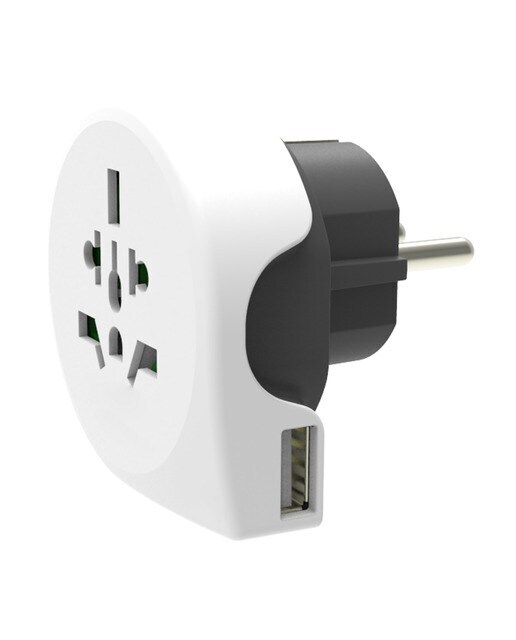 Adapatador de viaje Inves World to Europe con USB