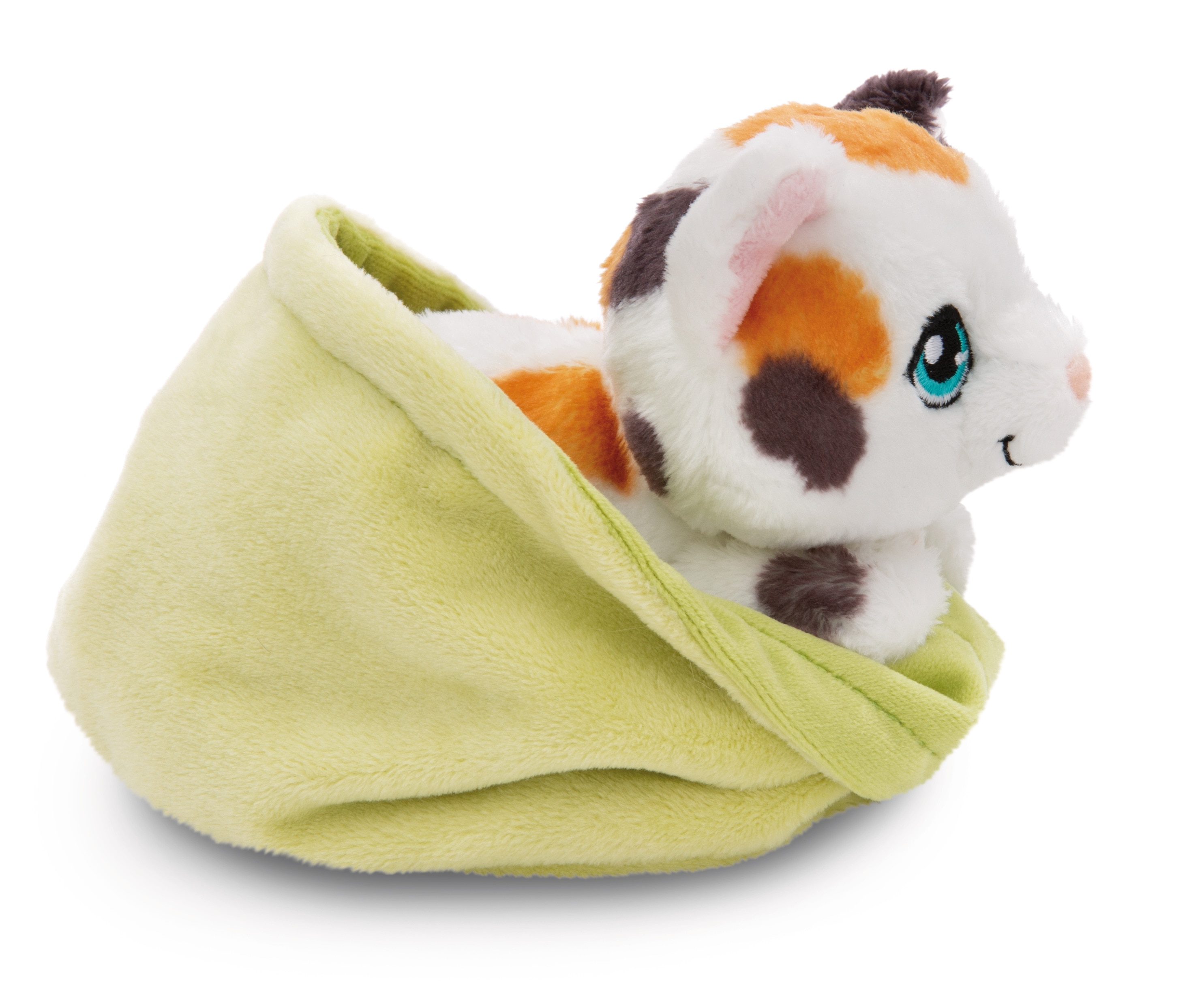 Peluche NICI gato malhado no cesto verde 12 centímetros 2