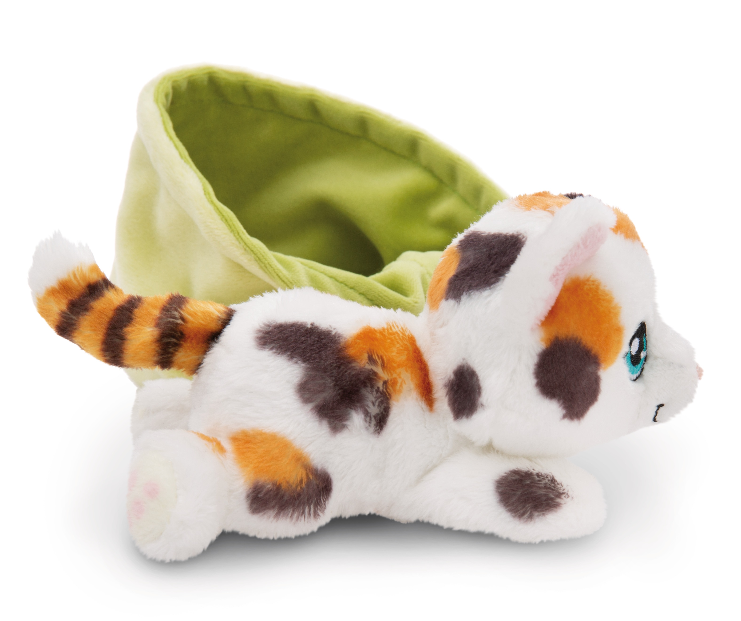 Peluche NICI gato malhado no cesto verde 12 centímetros 4