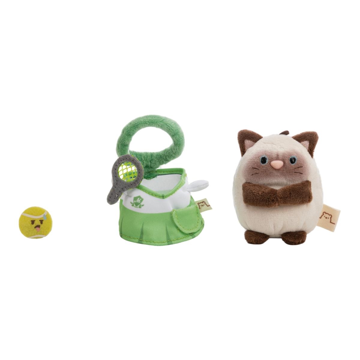 Peluche NICI Mymochi Gato Siamés Siamy com Disfarce de Tenista e uma Bola de Tenis 8cm 2