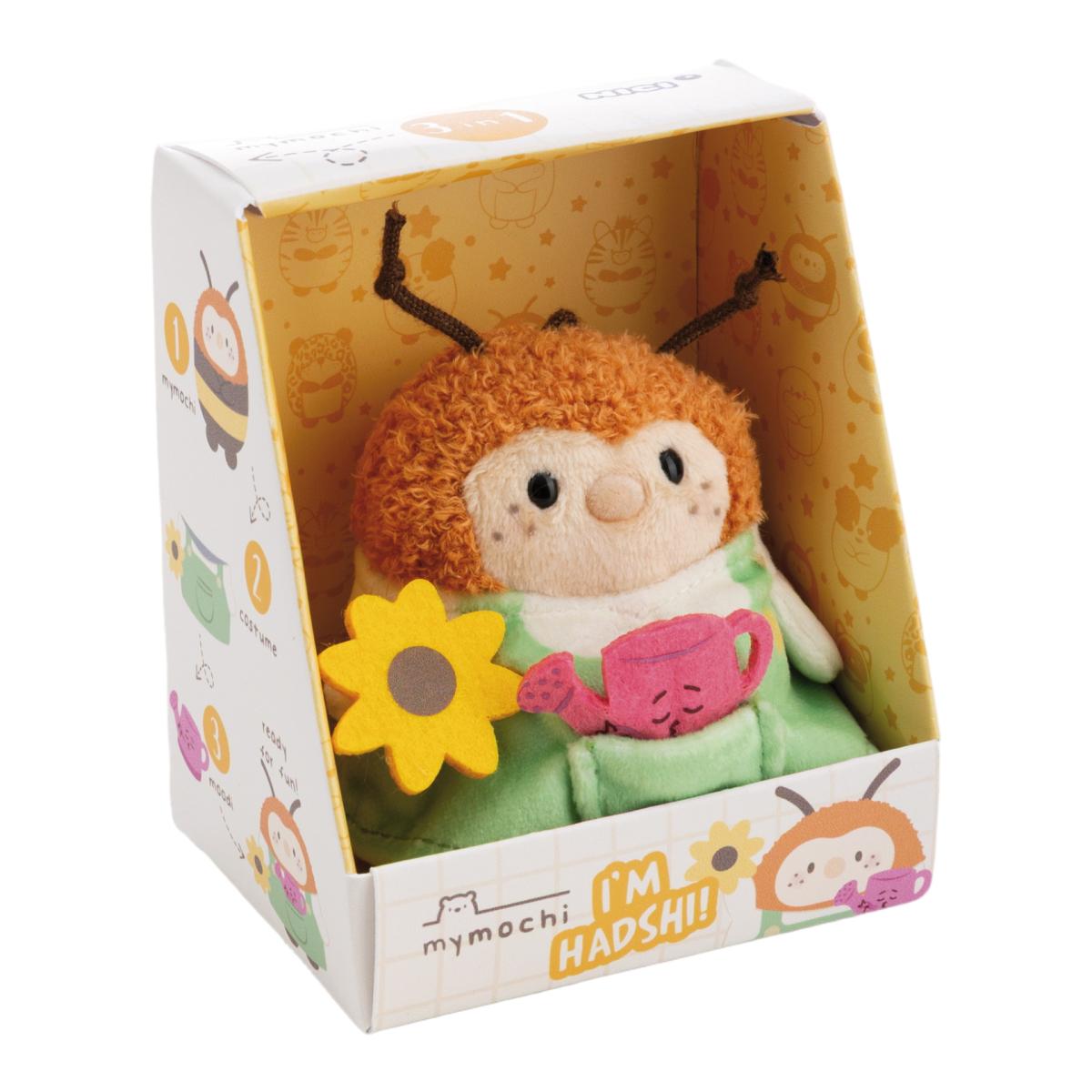 Peluche NICI Mymochi Zangão Hadshi com Disfarce de Jardineiro e uma Jardineira 8cm 2