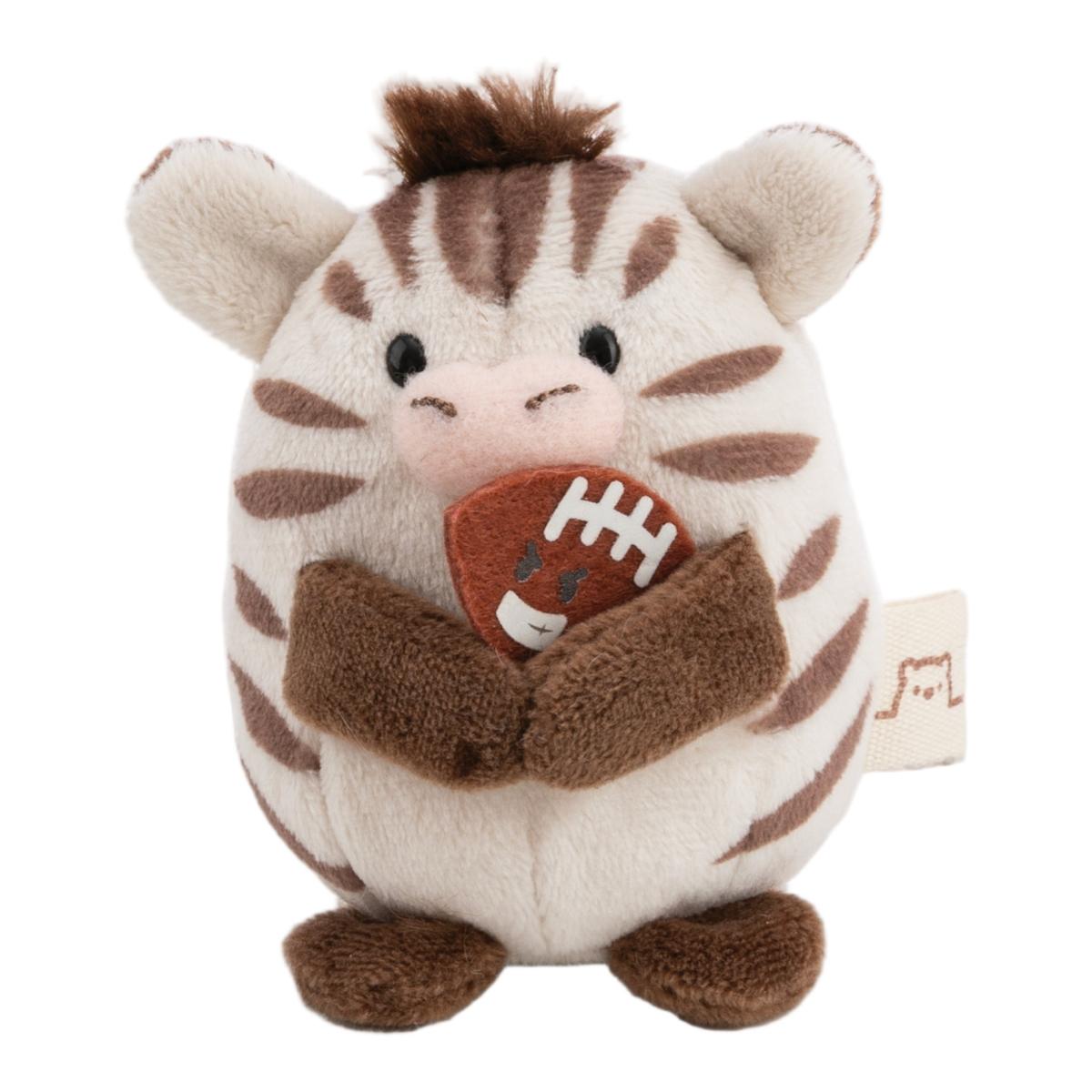 Peluche NICI Mymochi Zebra Stripey com Disfarce de Futebol Americano e Bola 8cm 5