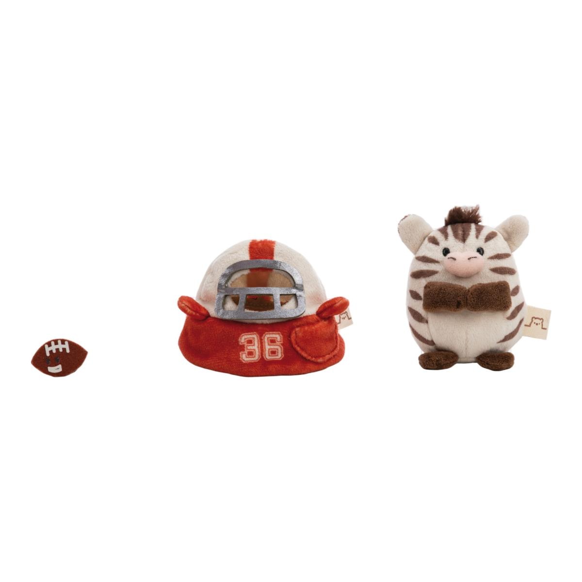 Peluche NICI Mymochi Zebra Stripey com Disfarce de Futebol Americano e Bola 8cm 6