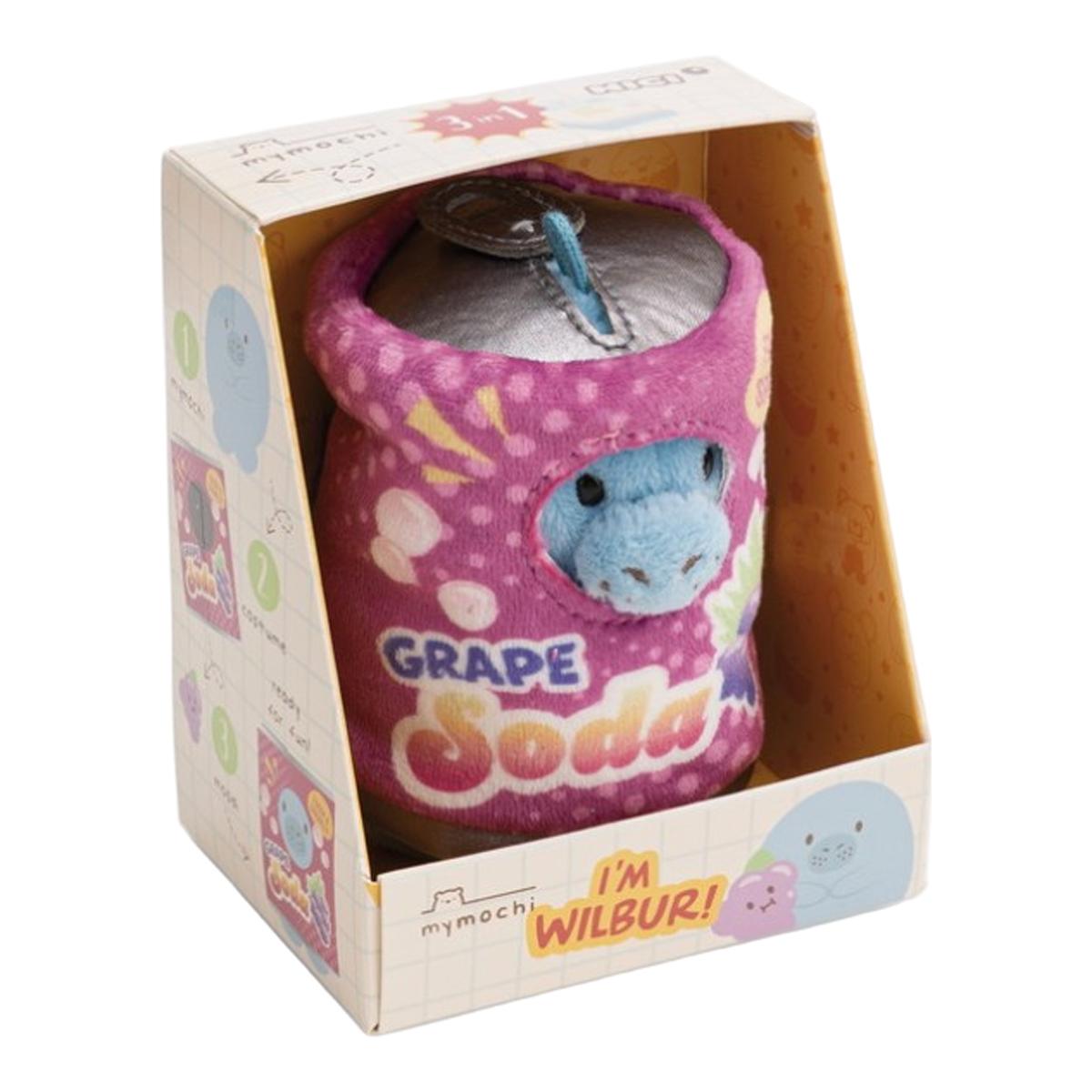 NICI Mymochi Manatee Wilbur de peluche com uvas e lata de refrigerante 8cm 4