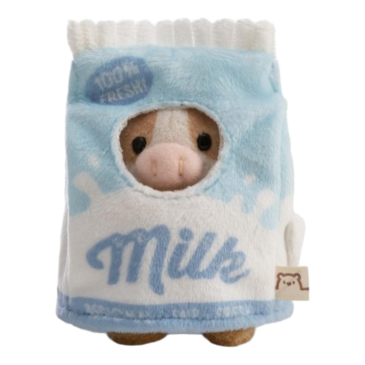 Imagen 0 de Peluche NICI Mymochi vaca Moono con vaso de leche y disfraz de cartón de leche 8cm