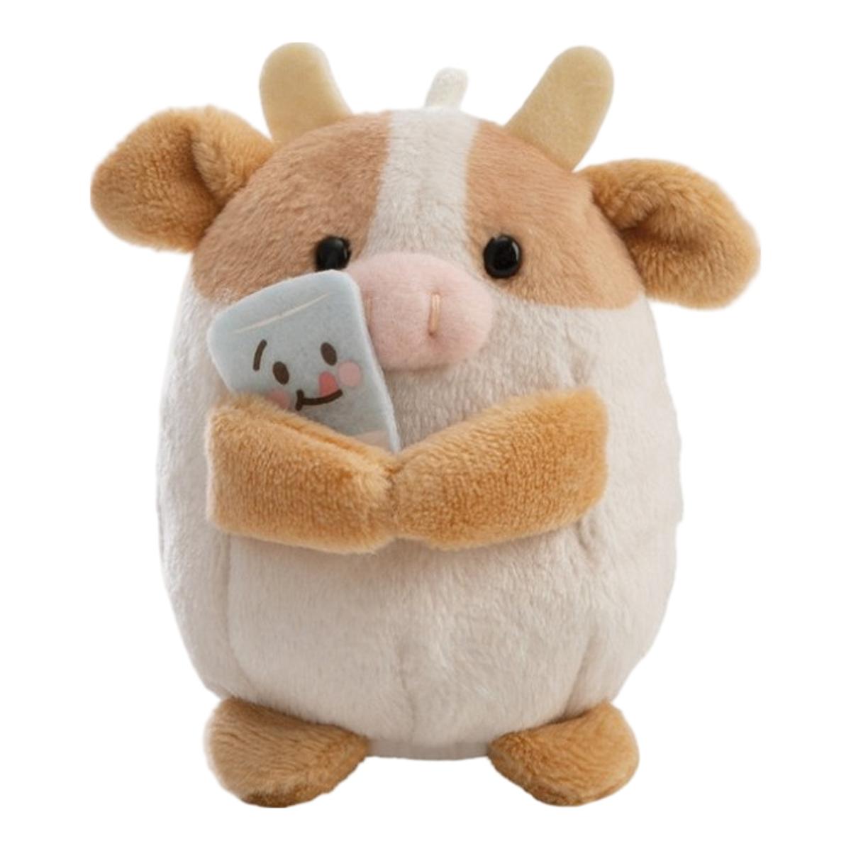 NICI Mymochi vaca de peluche Moono com vidro de leite e fato de caixa de leite 8cm 3