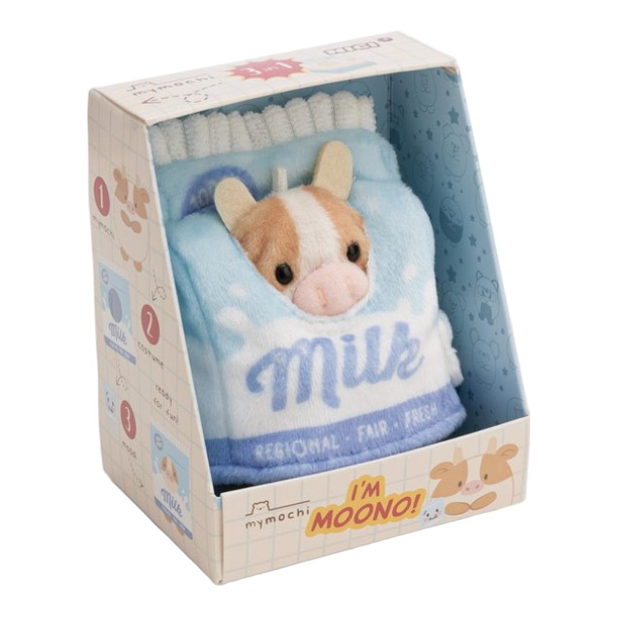 NICI Mymochi vaca de peluche Moono com vidro de leite e fato de caixa de leite 8cm 4
