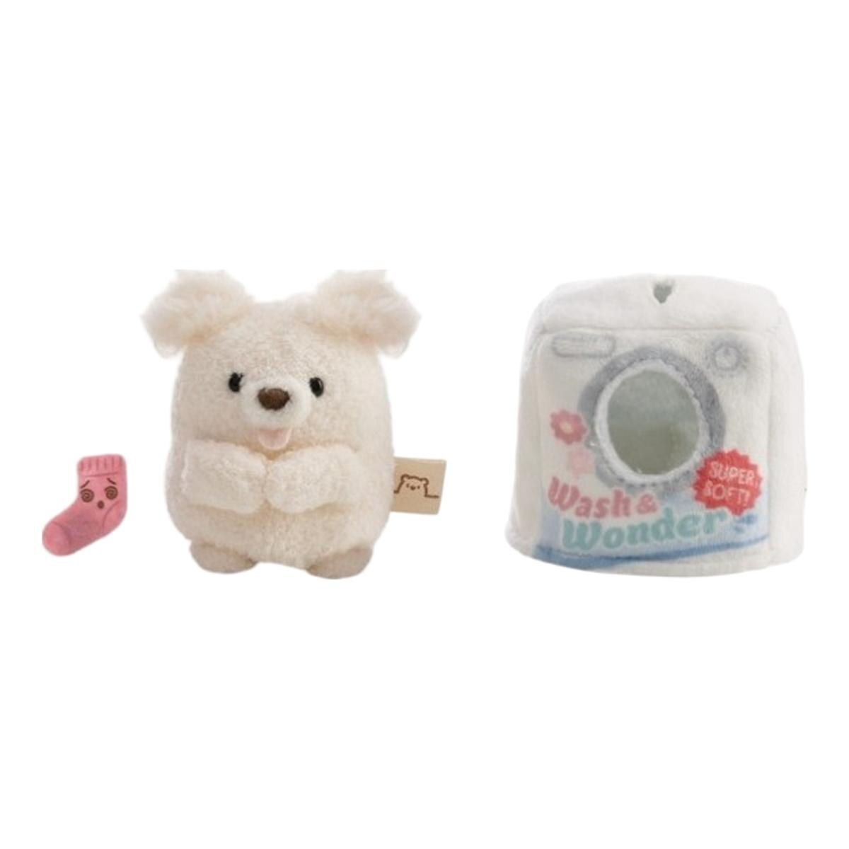 NICI Mymochi peluche de cão Washy com meia e caixa de detergente fato 8cm 2