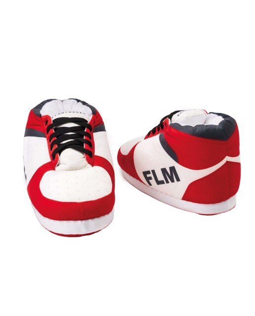 Pantufas Grandes Acolchoadas - Branco/Vermelho 1