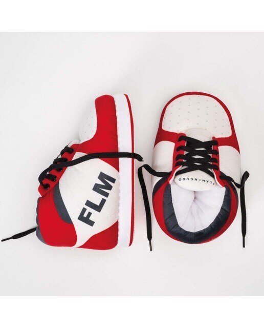 Pantufas Grandes Acolchoadas - Branco/Vermelho 3