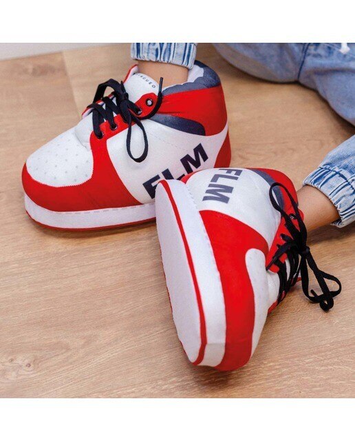Pantufas Grandes Acolchoadas - Branco/Vermelho 4