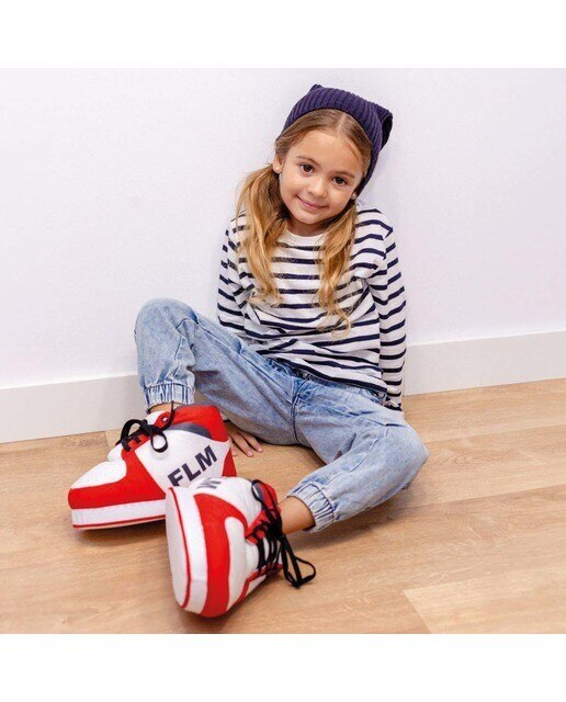Pantufas Grandes Acolchoadas - Branco/Vermelho 6