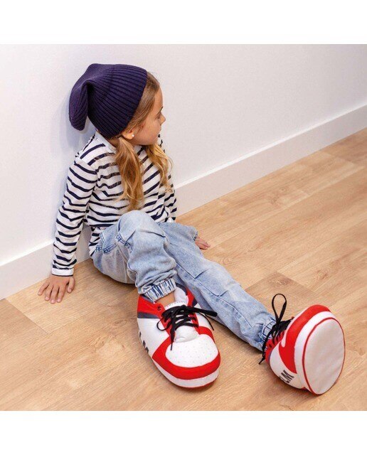 Pantufas Grandes Acolchoadas - Branco/Vermelho 7