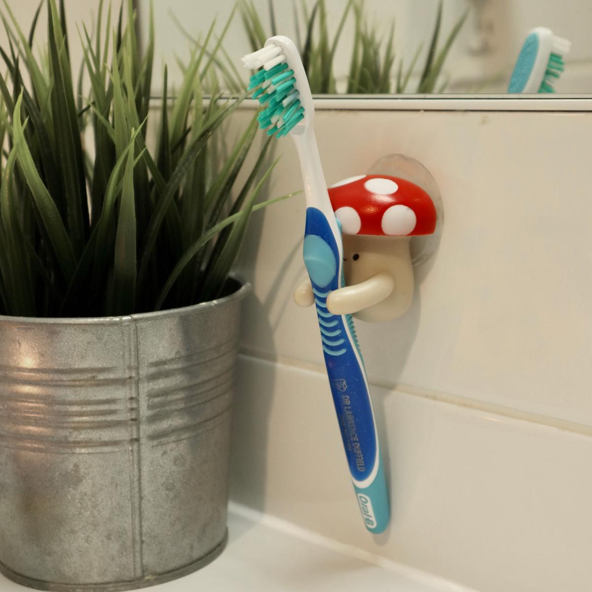 Suporte em forma de Cogumelo para Escova de Dentes Kikkerland 2