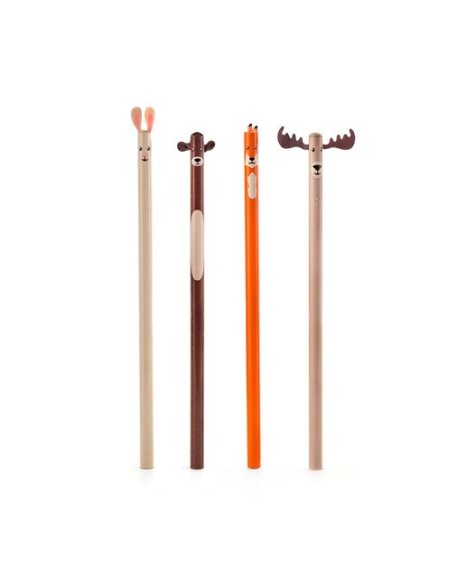 Conjunto de 4 Lápis Kikkerland Animais do Bosque 1