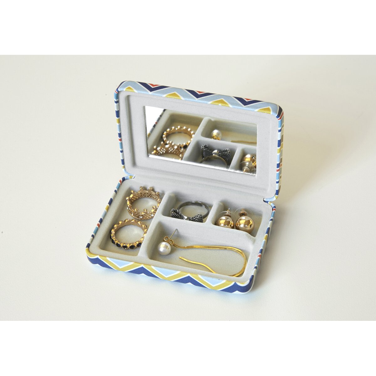 Guarda-jóias portátil rebordos decorativos 2
