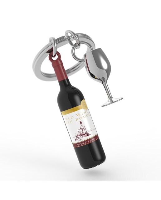 Porta-chaves Garrafa de Vinho Tinto e Pendente de Copa 1