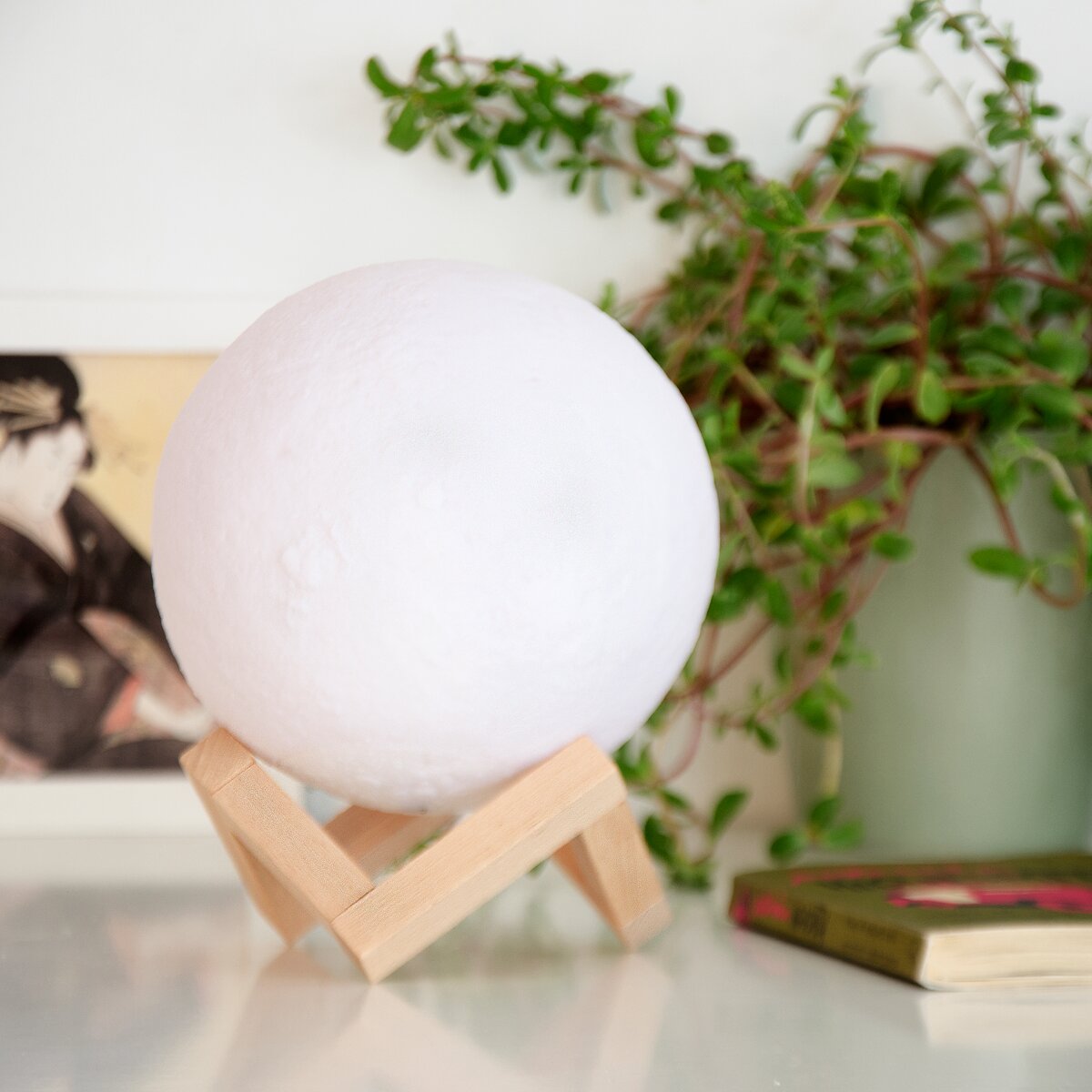 Candeeiro Lua Ofereço-te a Lua - Branco Madeira 6