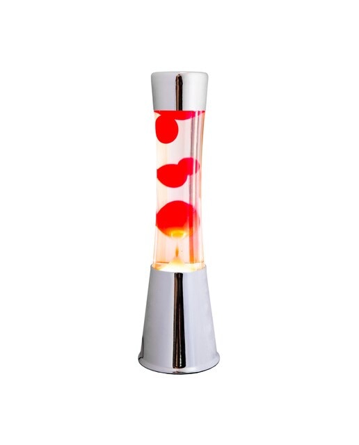Candeeiro de lava com base cromada vermelha 1