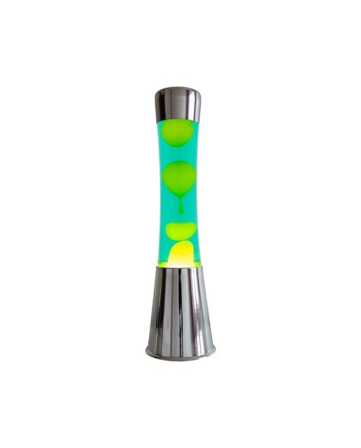 Candeeiro de Lava Base Cromado líquido verde Lava amarela 1