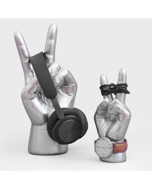 Suporte para auriculares de Suck UK  mão da paz pequena cinzenta 3