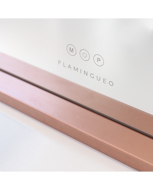 Espelho Flamingueo com base em rose gold e luzes LED estilo Hollywood 15 lâmpadas e 3 modos de iluminação 6