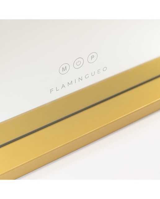 Espelho Flamingueo com base dourada e luzes LED estilo Hollywood 15 lâmpadas e 3 modos de iluminação 6