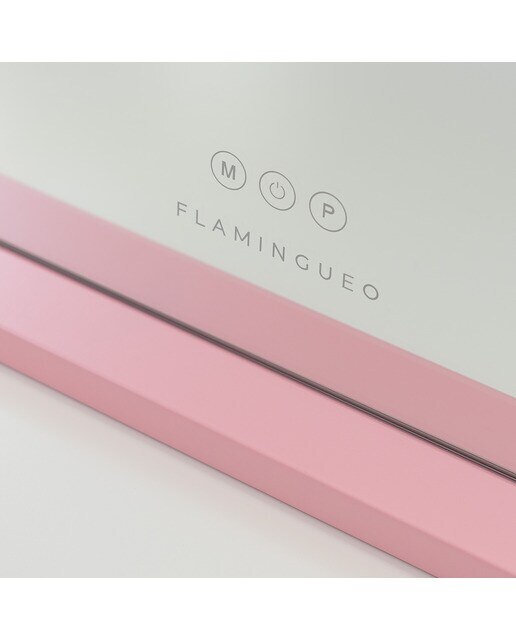Espelho Flamingueo com base rosa e luzes LED estilo Hollywood 15 lâmpadas e 3 modos de iluminação 7