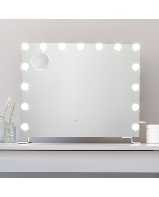 Espelho Flamingueo base elevada com luzes LED estilo Hollywood 14 lâmpadas e 3 modos de iluminação 2