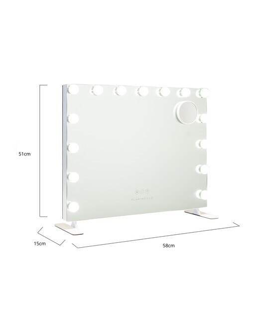 Espelho Flamingueo base elevada com luzes LED estilo Hollywood 14 lâmpadas e 3 modos de iluminação 9