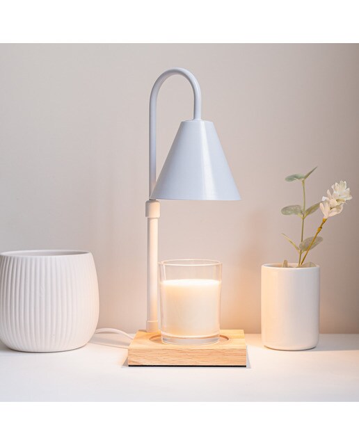 Candeeiro Flamingueo aquecedor de velas com abajur em aço branco (vela não incluída) 2