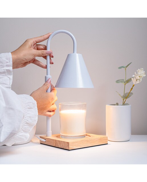 Candeeiro Flamingueo aquecedor de velas com abajur em aço branco (vela não incluída) 3