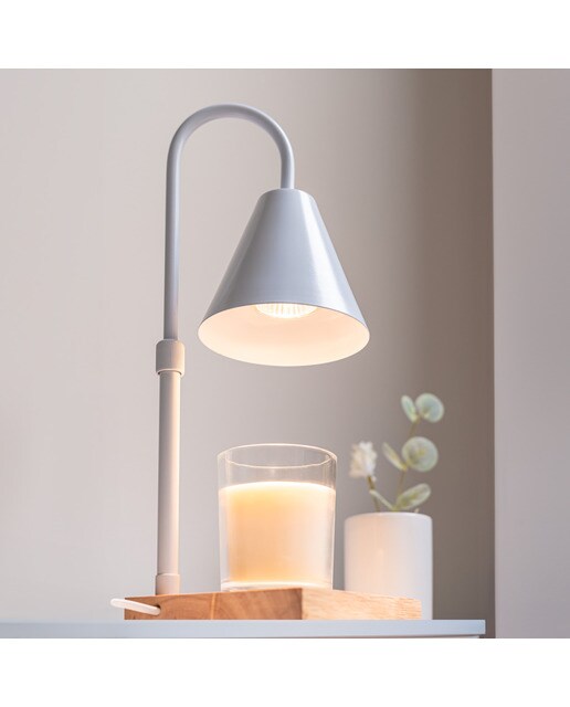 Candeeiro Flamingueo aquecedor de velas com abajur em aço branco (vela não incluída) 7